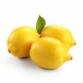 Three Whole Lemons On White Background - High Definition Image