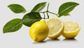 Three lemons on a white background