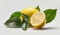 Three lemons on a white background