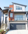 Three Level House Modern Design Home Exterior View Flat Panel Siding Royalty Free Stock Photo
