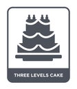 three levels cake icon in trendy design style. three levels cake icon isolated on white background. three levels cake vector icon