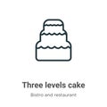 Three levels cake outline vector icon. Thin line black three levels cake icon, flat vector simple element illustration from