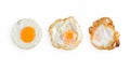 Three levels of fried eggs isolated on white background Royalty Free Stock Photo