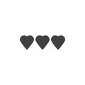 Three life, gaming hearts vector icon