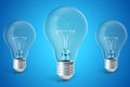 Three ligh bulb concept of ideas, innovation. 3d rendering Royalty Free Stock Photo