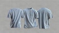 Three Light Blue T- Shirts Displayed from Front Back and Side t-shirt apparel Royalty Free Stock Photo