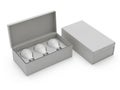 Three light bulbs in a gray box Royalty Free Stock Photo