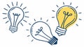 Three Light Bulbs Idea Concept Illustration, vector design Generative AI Royalty Free Stock Photo