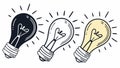 Three Light Bulbs Line Art Vector Design, vector design Generative AI Royalty Free Stock Photo