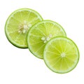 three lime sliced on white background Royalty Free Stock Photo