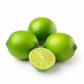 Bold Color Usage: Three Whole Limes On White Background
