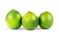 Three limes isolated on white background close up Royalty Free Stock Photo