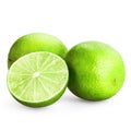 Three limes sliced isolated on white Royalty Free Stock Photo
