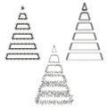 Three line cones. Geometric texture figures. Abstract pyramid forms. Vector outline illustration. Royalty Free Stock Photo