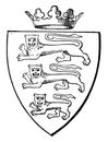 Three Lions Passant Gardant have a escutcheon shows three lions passant, vintage engraving