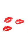 Three lipstick kisses. Royalty Free Stock Photo