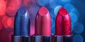 Three Lipsticks Lined Up Royalty Free Stock Photo