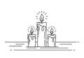 With two shorter candles flanking it. Stylized flames are at the Royalty Free Stock Photo