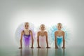 Three little ballerinas in dance studio