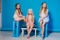 Three little girls girlfriend fashion portrait nice