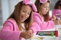 Three little girls having a party at home. Royalty Free Stock Photo