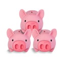 Three little pig coin banks stacked on each other Royalty Free Stock Photo