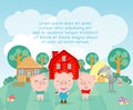 Three little pigs background,vector illustration.