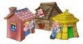 The Three Little Pigs Fairytale Houses Royalty Free Stock Photo