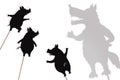 Three little pigs storytelling, shadow puppets Royalty Free Stock Photo