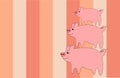 Three Little Pigs theme. cartoon vector illustrations on the color lines background Royalty Free Stock Photo