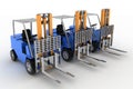 Three loaders without cargo Royalty Free Stock Photo