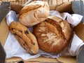 Three loaves of artisanal bread Royalty Free Stock Photo