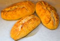 Three loaves of homemade bread Royalty Free Stock Photo