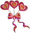 Three lollipops tied with a bow with long ribbons