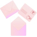 Three love mail envelopes on white background