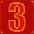 3 three lucky number happy chinese new year style. vector illustration eps10