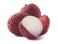 Three lychee composition on white background