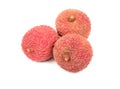 Three lychee fruits