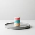Three macarons stacked vertically on a Royalty Free Stock Photo