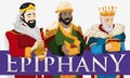 The Three Magi Holding their Gifts to Celebrate the Epiphany, Vector Illustration Royalty Free Stock Photo