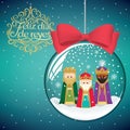 Three magic kings in Christmas decoration ball