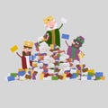 Three Magic Kings and heap of letters. 3D