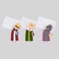 Three Magic Kings holding big letters. 3D