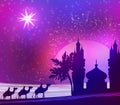 Three magic scene and shining star of Bethlehem Royalty Free Stock Photo
