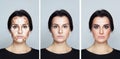 Three makeup steps: contouring, blending, full makeup