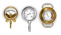 Three manometers on white background