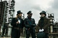 Three mans in steampunk style