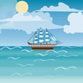 Three masted sailing ship frigate transport