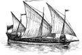 Three-masted sailing ship