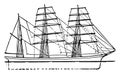 Three masted, vintage illustration